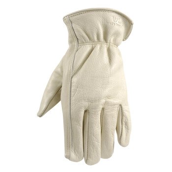 Wells Lamont 1130M Work Gloves, Men's, M, 8 to 8-1/2 in L, Keystone Thumb, Elastic Cuff, Cowhide Leather, White