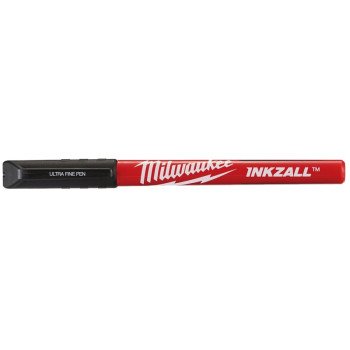 Milwaukee INKZALL Series 48-22-3164 Ultra-Fine Point Pen, Black, 5.1 in L, Plastic Barrel