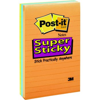 Post-it 4645-35SAN Super Sticky Note, Assorted Neon