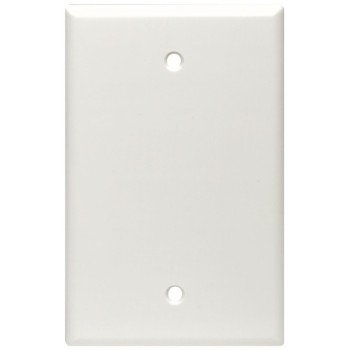 Leviton 80514-W Blank Wallplate, 3-1/8 in L, 4-7/8 in W, 1/4 in Thick, 1 -Gang, Plastic, White, Box Mounting