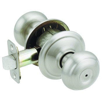 Schlage Georgian Series F40GEO619 Privacy Lockset, Round Design, Knob Handle, Satin Nickel, Metal, Interior Locking