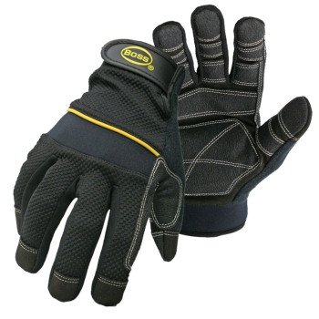 Boss 5202M Utility Gloves, M, Wing Thumb, Wrist Strap Cuff, PVC/Synthetic Leather
