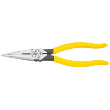 Klein Tools D203-8 Nose Plier, 8-7/16 in OAL, 1-1/4 in Jaw Opening, Yellow Handle, Dipped Handle, 1 in W Jaw