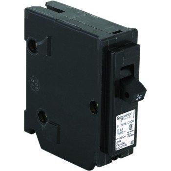 Square D Homeline CHOM120CP Circuit Breaker, Mini, Standard, 20 A, 1 -Pole, 120/240 VAC, Plug Mounting, Black