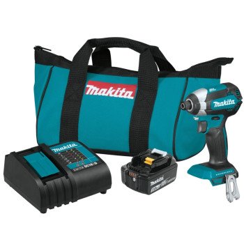 Makita XDT131 Impact Driver Kit, Battery Included, 18 V, 3 Ah, 1/4 in Drive, Hex Drive, 0 to 3600 ipm