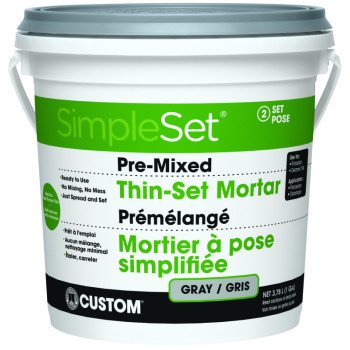 Custom SimpleSet Series CCTTSG1-2 Thinset Mortar, Gray, Paste, 1 gal Pail