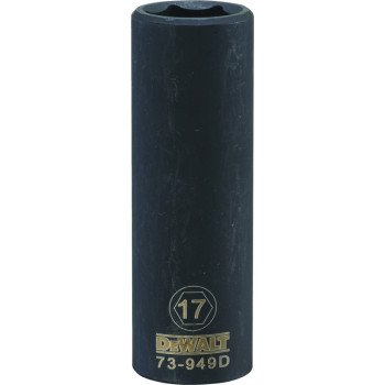 DEWALT DWMT73949OSP Impact Socket, 17 mm Socket, 1/2 in Drive, 6-Point, CR-440 Steel, Black Oxide