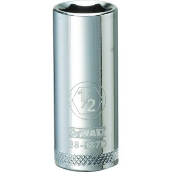 DEWALT DWMT88987OSP Drive Socket, 1/2 in Socket, 3/8 in Drive, 6-Point, Vanadium Steel, Polished Chrome