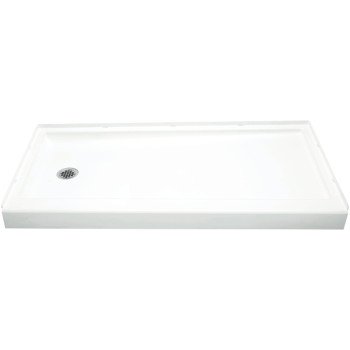 Sterling Ensemble 72171110-0 Shower Base, 60 in L, 30 in W, 5 in H, Vikrell, White, Alcove Installation, 3-5/16 in Drain