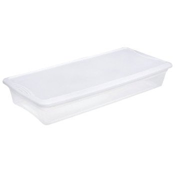 Sterilite 19608006 Storage Box, Plastic, Clear/White, 34-7/8 in L, 16-5/8 in W, 6-1/8 in H