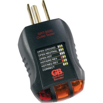 Gardner Bender GRT-3500 Receptacle Tester and Circuit Analyzer, 110 to 125 VAC, LED Display, Black