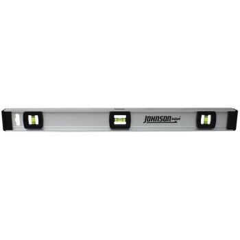 Johnson 1300-2400 I-Beam Level with Rule, 24 in L, 3-Vial, Non-Magnetic, Aluminum, Silver