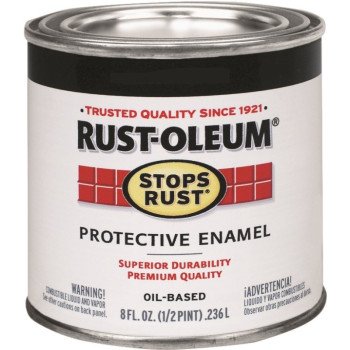 Rust-Oleum Stops Rust 7775730 Enamel Paint, Oil, Gloss, Leather Brown, 0.5 pt, Can, 50 to 90 sq-ft/qt Coverage Area