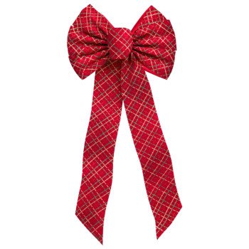 Holidaytrims 6061 Christmas Specialty Decoration, 1 in H, Glittering Bow Plaid, Velvet