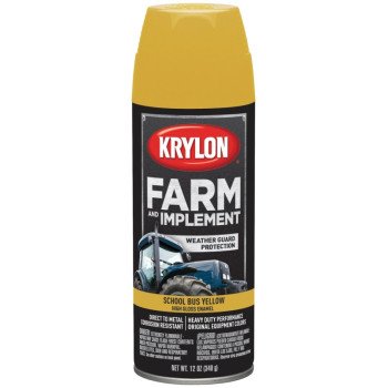 Krylon K01957000 Farm Equipment Spray, High-Gloss, School Bus Yellow, 12 oz, Can