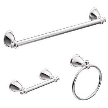 Moen Caldwell Y3193CH Bathroom Hardware Set, Zinc, Chrome, 3-Piece