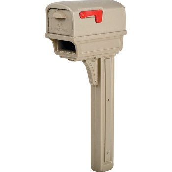 Gibraltar Mailboxes Gentry Series GGC1M0000 Mailbox Post Combo, 1000 cu-in Mailbox, Plastic Mailbox, Plastic Post, Mocha