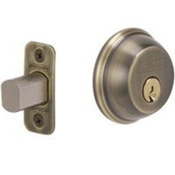 Schlage B60NV609KA4 Deadbolt, 1 Grade, SC1 Key, Metal, Antique Brass, 2-3/8, 2-3/4 in Backset, C Keyway