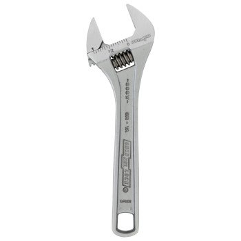 CHANNELLOCK WIDEAZZ Series 806W Adjustable Wrench, 6-1/4 in OAL, 0.94 in Jaw, Steel, Chrome, Plain-Grip Handle