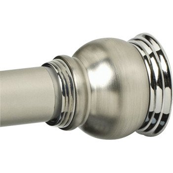 Zenithen 663ALNS Adjustable Tension Shower Rod, 72 in OAL, 1 in Dia, Aluminum, Chrome/Satin Nickel