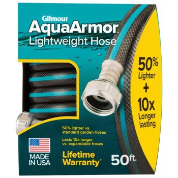 Gilmour Mfg 869501-1001 Lightweight Garden Hose, 50 ft L, Plastic, Black