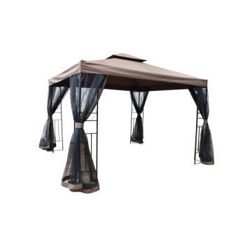 Seasonal Trends 59661 Gazebo with Netting, 118 in W Exterior, 118 in D Exterior, 105.51 in H Exterior, Square, Brown