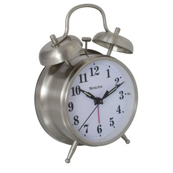 Westclox 70010 Alarm Clock, AA Battery, Nickel Case, Silver Case