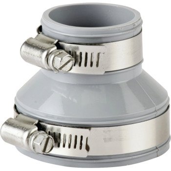 ProSource DTC-150 Drain Trap Connector, 1-1/2 x1-1/4 in, PVC, Gray