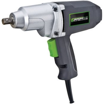 Genesis GIW3075K Impact Wrench Kit, 7.5 A, 1/2 in Drive, Square Drive, 0 to 2700 ipm, 0 to 2100 rpm Speed