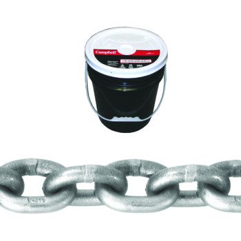 Campbell 0181623 High-Test Chain, 3/8 in, 75 ft L, 5400 lb Working Load, 43 Grade, Carbon Steel, Zinc