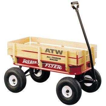 Radio Flyer 32Z Terrain Wagon, 200 lb, Steel/Wood, Red, Pneumatic Wheel