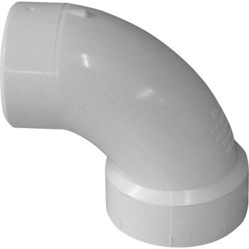 Canplas 192454L Sanitary Street Pipe Elbow, 4 in, Spigot x Hub, 90 deg Angle, PVC, White