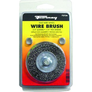 Forney 72734 Wire Wheel Brush, 2-1/2 in Dia, 0.008 in Dia Bristle