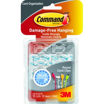 Command 17017CLR-VP Cord Clip, Clamping Range: 5 mm, Plastic, Transparent