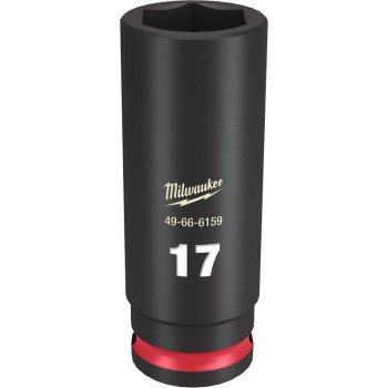 Milwaukee SHOCKWAVE Impact Duty Series 49-66-6159 Deep Impact Socket, 17 mm Socket, 3/8 in Drive, Square Drive, 6-Point