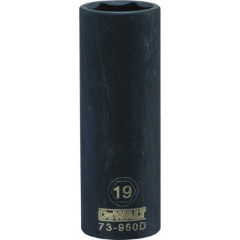 DEWALT DWMT73950OSP Impact Socket, 19 mm Socket, 1/2 in Drive, 6-Point, CR-440 Steel, Black Oxide