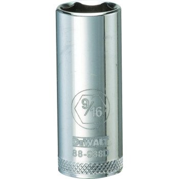 DEWALT DWMT88988OSP Drive Socket, 9/16 in Socket, 3/8 in Drive, 6-Point, Vanadium Steel, Polished Chrome