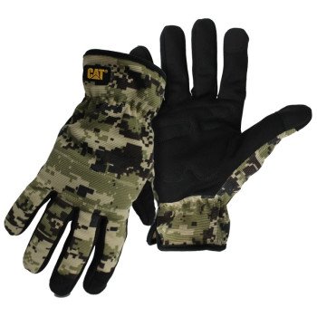 Cat CAT012270L Utility Gloves, Men's, L, Open Cuff, Spandex, Camouflage