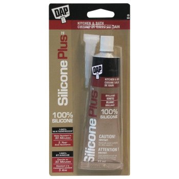 DAP Silicone Plus 73382 Kitchen and Bath Sealant, White, -35 to 140 deg F, 83 mL Tube