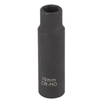 Vulcan MT6580140 Deep Impact Socket, 10 mm Socket, 3/8 in Drive, Deep Drive, 6-Point, Chrome Molybdenum Steel