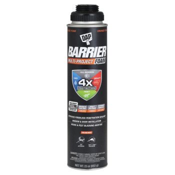 DAP Barrier 7565012532 Multi-Project Foam Sealant, Orange, 4 hr Functional Cure, 20 to 120 deg F, 23 oz Aerosol Can