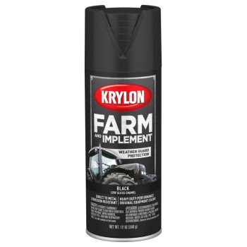 Krylon K01935007 Farm Equipment Spray, Low Gloss, Black, 12 oz