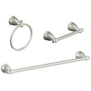 Moen Caldwell Y3193BN Bathroom Hardware Set, Zinc, Brushed Nickel, Brushed Nickel, 3-Piece