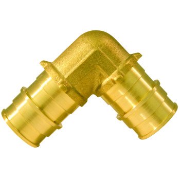 Apollo ExpansionPEX Series EPXE1234 Reducing Pipe Elbow, 1/2 x 3/4 in, Barb, 90 deg Angle, Brass, 200 psi Pressure