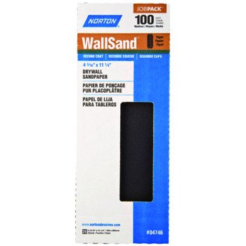 Norton 04746 Sandpaper, 11-1/4 in L, 4-3/16 in W, P100 Grit, Medium, Silicone Carbide Abrasive