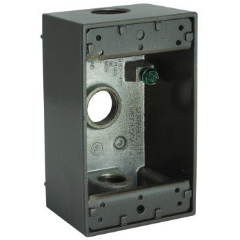 Hubbell 5320-2 Weatherproof Box, 3-Outlet, 1-Gang, Aluminum, Bronze, Powder-Coated