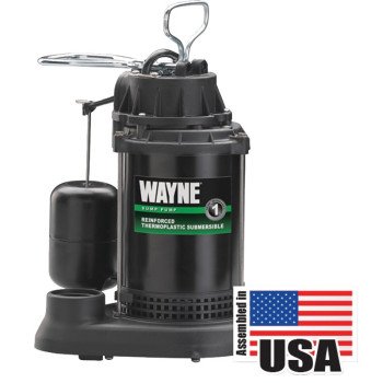 Wayne SPF33 Sump Pump, 1-Phase, 9.5 A, 120 V, 0.33 hp, 1-1/2 in Outlet, 15 ft Max Head, 3750 gph, Thermoplastic