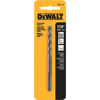 DEWALT DW1114 Jobber Drill Bit, 7/32 in Dia, 3-3/4 in OAL, Parabolic Flute, 7/32 in Dia Shank, Round Shank