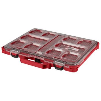 Milwaukee PACKOUT 48-22-8431 Organizer, 19.76 in L, 16.38 in W, 2.52 in H, 10-Compartment, Plastic, Red