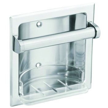 Moen 2565CH Soap Holder and Utility Bar, Recessed, Zinc